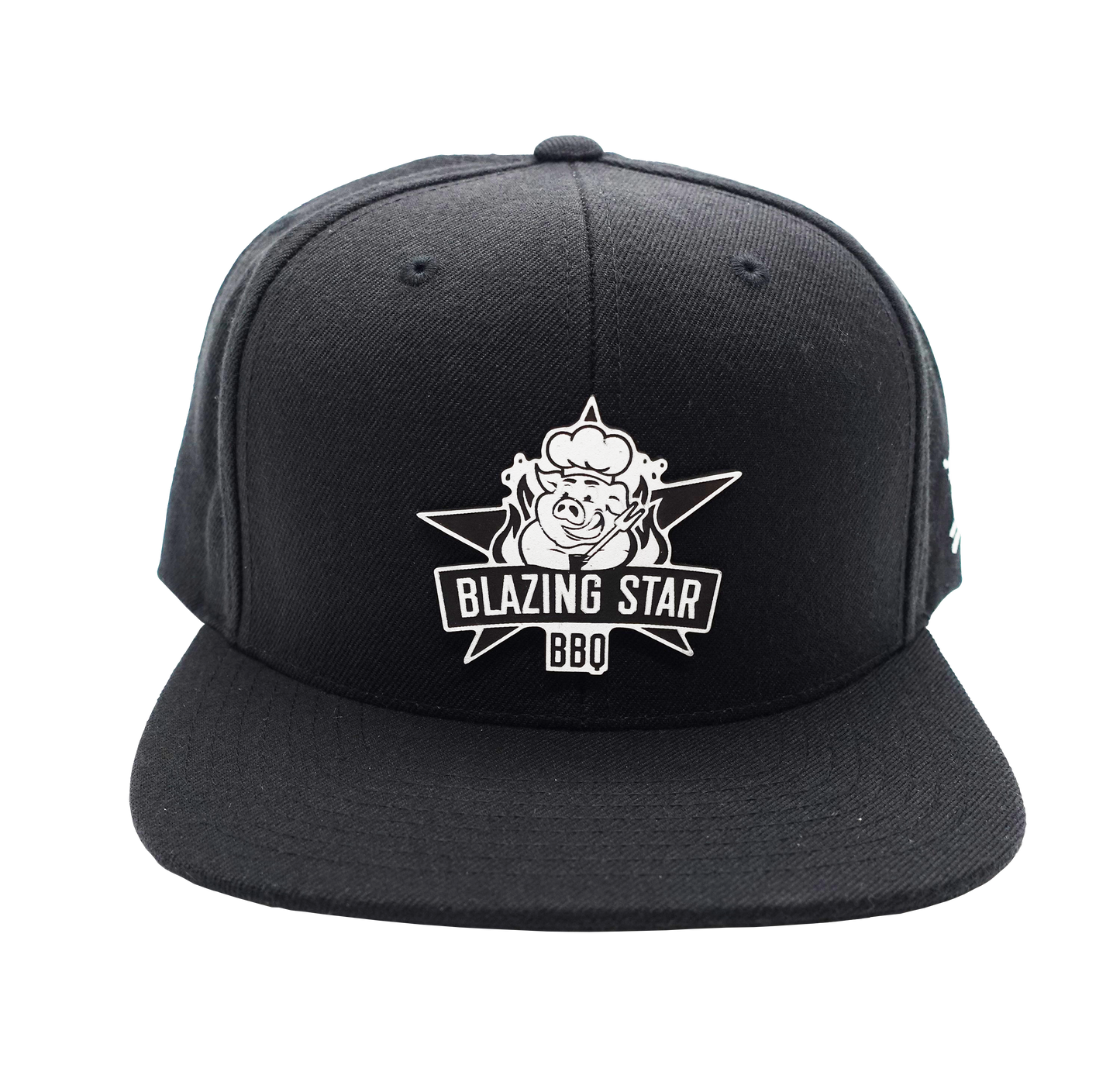 Blazing Star BBQ Black Flat Bill Snap Back Hat