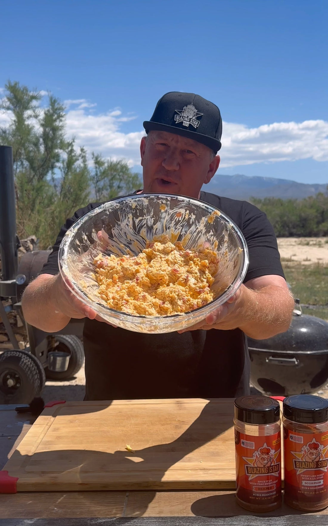 Creamy homemade pimento cheese made with Blazing Star BBQ Reaper Rub