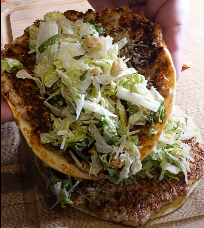 Chicken Caesar Smashed Tacos