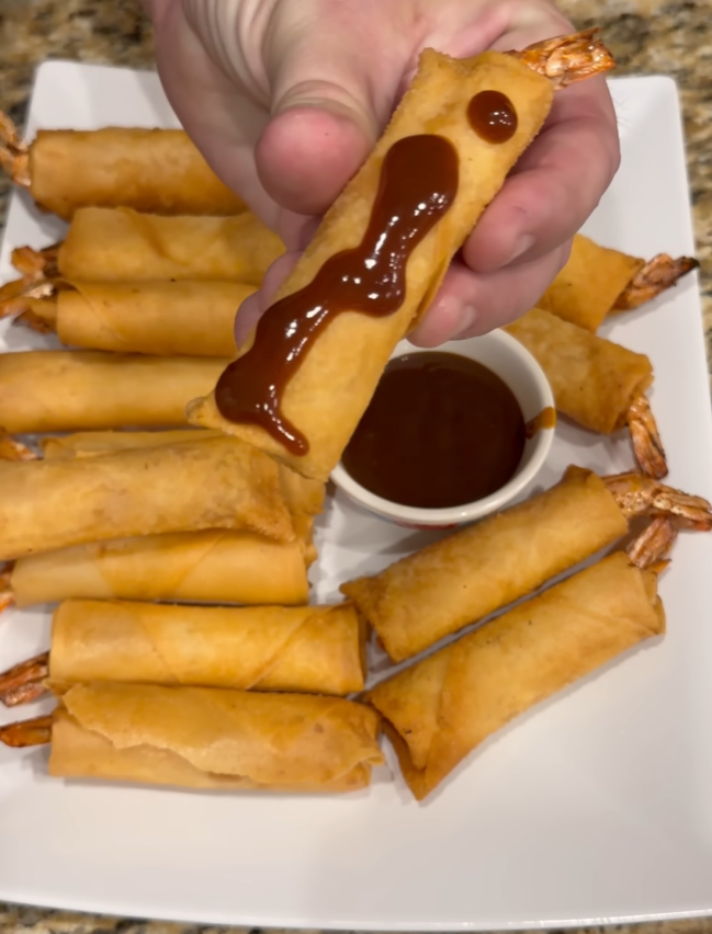 Crispy Cajun Shrimp Lumpia served with Blazing Star Asian Bang Sauce