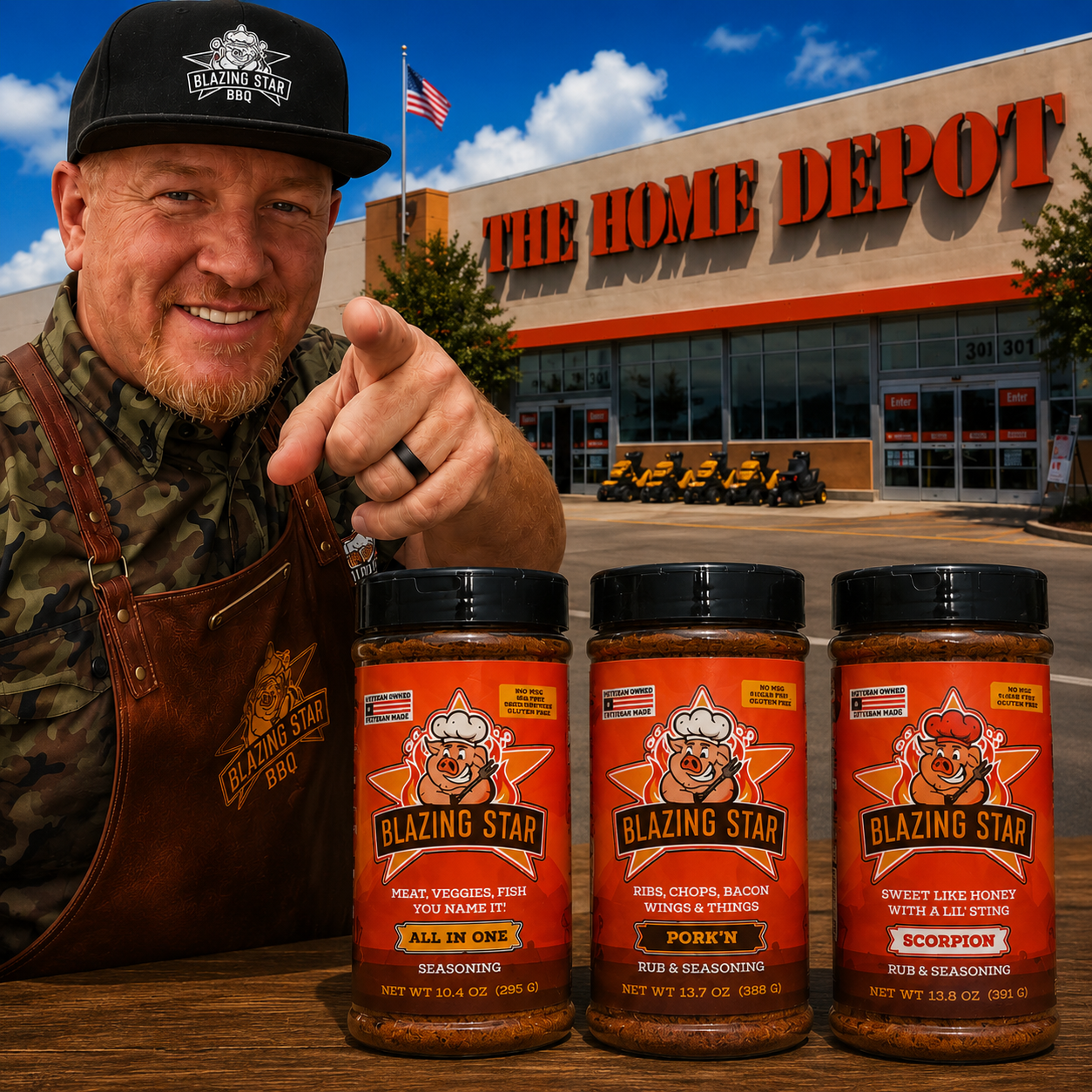 Blazing Star BBQ sauces and seasonings displayed at a national retailer