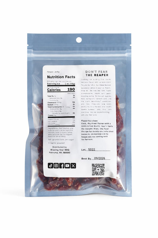 Blazing Star BBQ Reaper Burnt Ends Smoked Beef Jerky