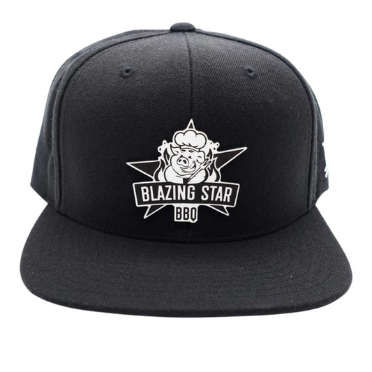 Blazing Star BBQ Black Flat Bill Snap Back Hat