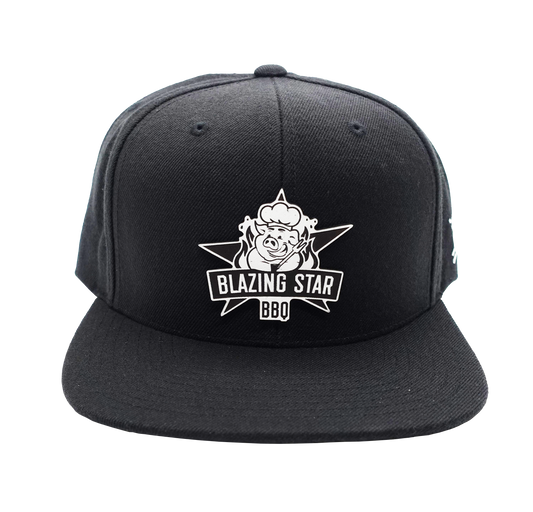 Blazing Star BBQ Black Flat Bill Snap Back Hat